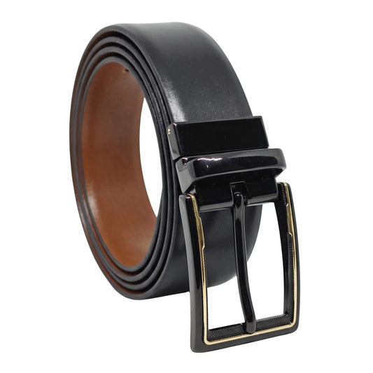 THE MEN THING Leather Belts Mens Genuine Leather Belt | 2 in 1 Reversible (Black & Brown) (1 Pc.) - NOIRVALE