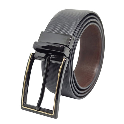 THE MEN THING Leather Belts Mens Genuine Leather Belt | 2 in 1 Reversible (Black & Brown) (1 Pc.) - QUADRON