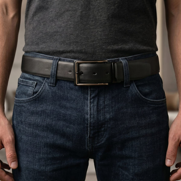 Mens Genuine Leather Belt | 2 in 1 Reversible (Black & Brown) (1 Pc.) - NEXVIOR