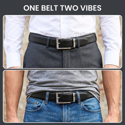 THE MEN THING Leather Belts Mens Genuine Leather Belt | 2 in 1 Reversible (Black & Brown) (1 Pc.) - REXVA