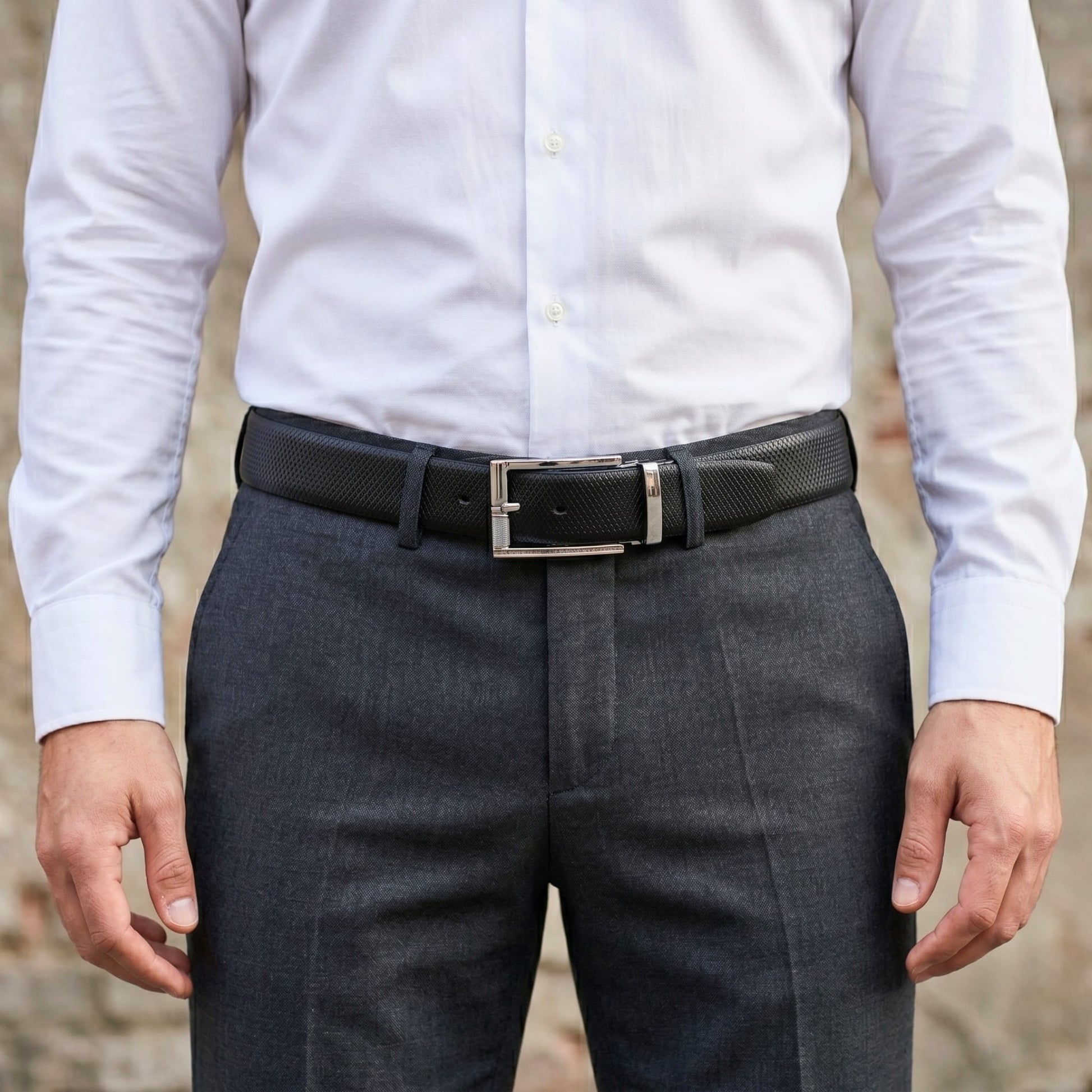 THE MEN THING Leather Belts Mens Genuine Leather Belt | 2 in 1 Reversible (Black & Brown) (1 Pc.) - REXVA