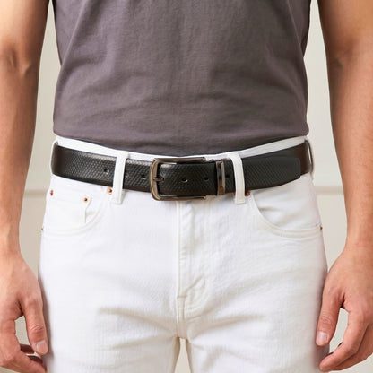 THE MEN THING Leather Belts Mens Genuine Leather Belt | 2 in 1 Reversible (Black & Brown) (1 Pc.) - REXVA