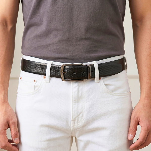 Mens Genuine Leather Belt | 2 in 1 Reversible (Black & Brown) (1 Pc.) - REXVA