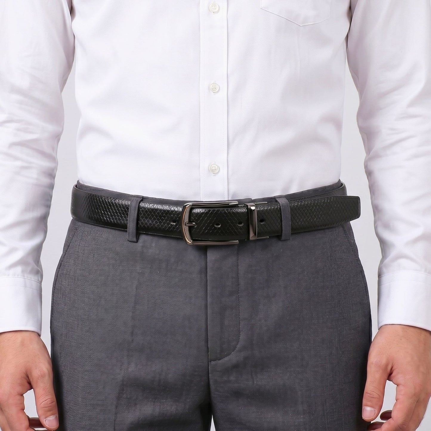 THE MEN THING Leather Belts Mens Genuine Leather Belt | 2 in 1 Reversible (Black & Brown) (1 Pc.) - REXVA