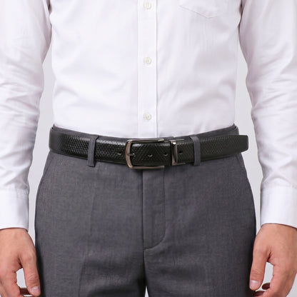 THE MEN THING Leather Belts Mens Genuine Leather Belt | 2 in 1 Reversible (Black & Brown) (1 Pc.) - REXVA