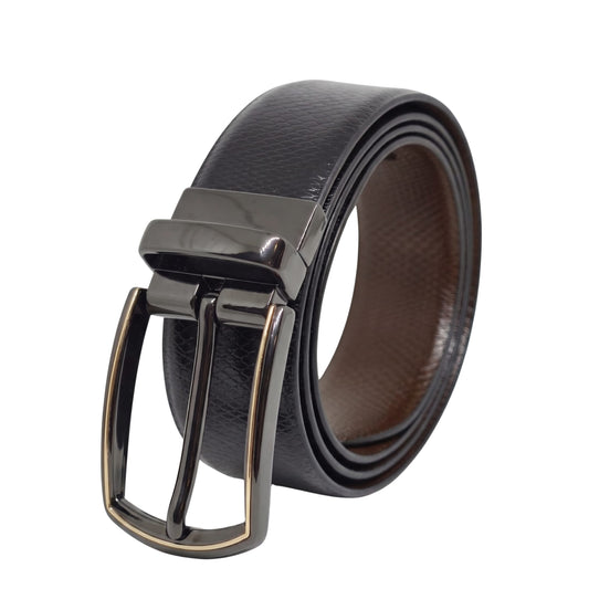 THE MEN THING Leather Belts Mens Genuine Leather Belt | 2 in 1 Reversible (Black & Brown) (1 Pc.) - REXVA