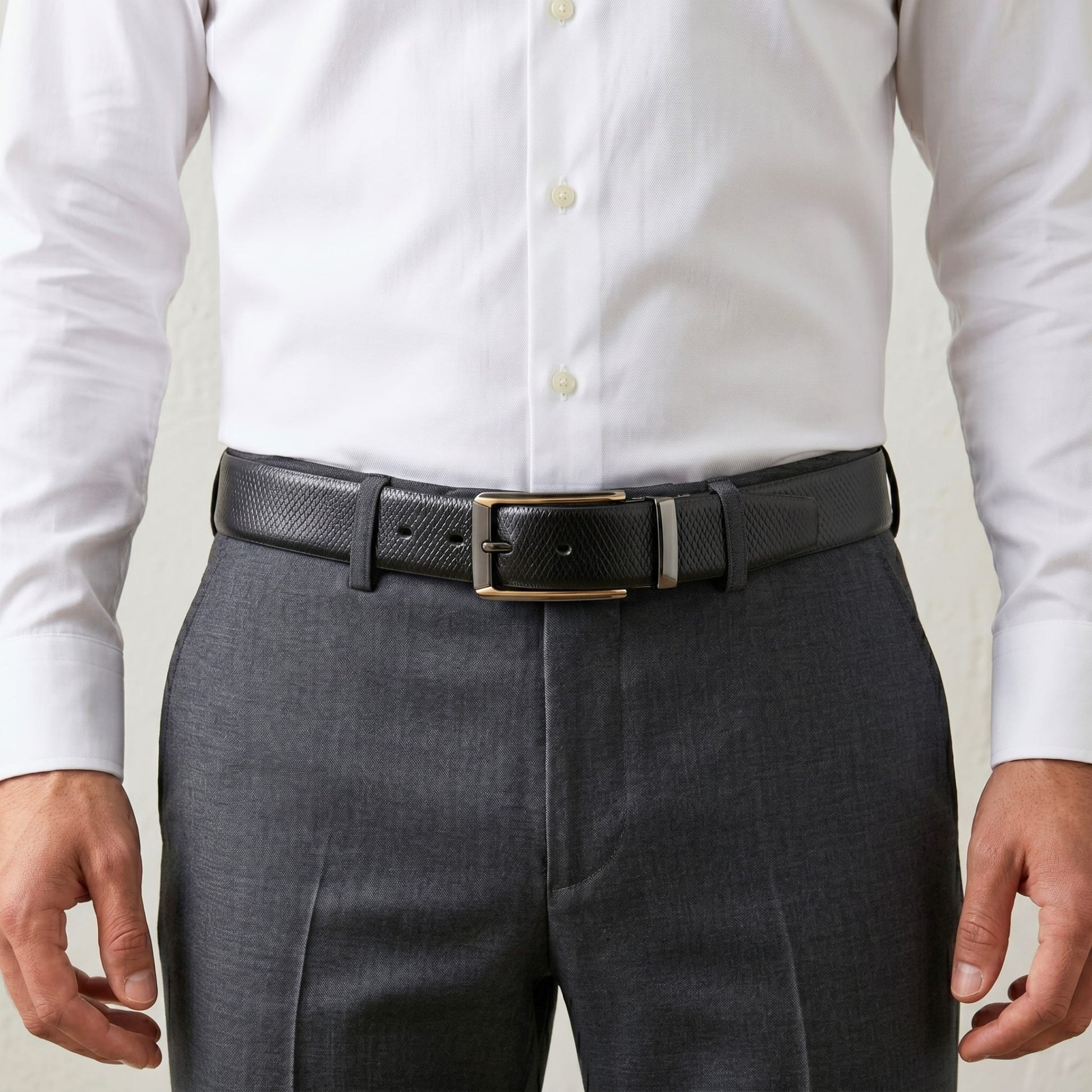 THE MEN THING Leather Belts Mens Genuine Leather Belt | 2 in 1 Reversible (Black & Brown) (1 Pc.) - REXVA
