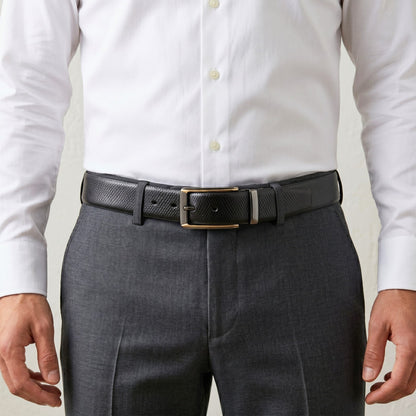 THE MEN THING Leather Belts Mens Genuine Leather Belt | 2 in 1 Reversible (Black & Brown) (1 Pc.) - REXVA