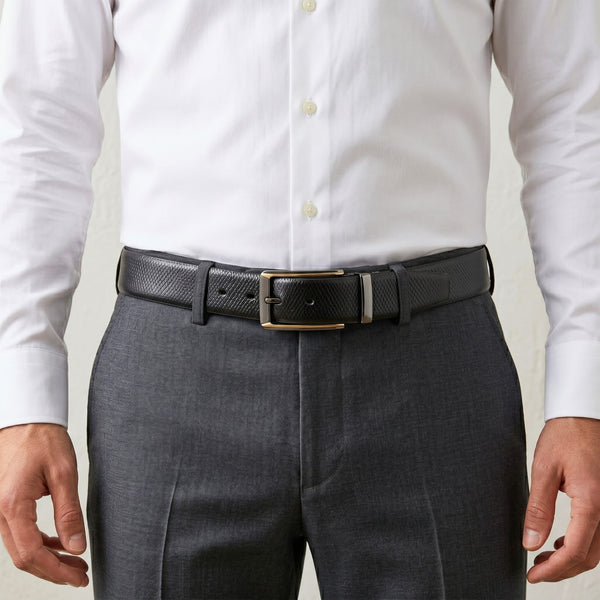 Mens Genuine Leather Belt | 2 in 1 Reversible (Black & Brown) (1 Pc.) - REXVA