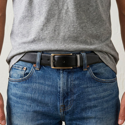 THE MEN THING Leather Belts Mens Genuine Leather Belt | 2 in 1 Reversible (Black & Brown) (1 Pc.) - REXVA