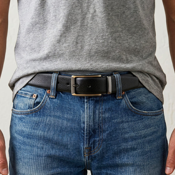 Mens Genuine Leather Belt | 2 in 1 Reversible (Black & Brown) (1 Pc.) - REXVA