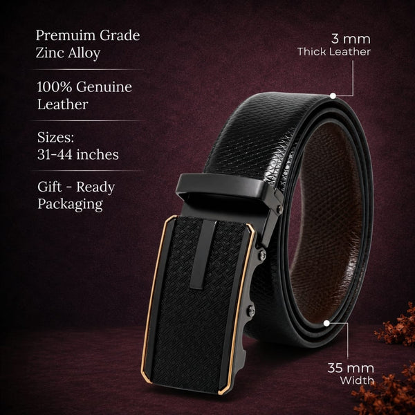 Mens Genuine Leather Belt | 2 in 1 Reversible (Black & Brown) (1 Pc.) - REXVA