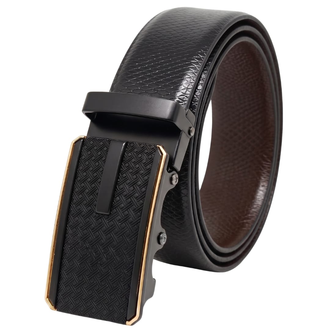 THE MEN THING Leather Belts Mens Genuine Leather Belt | 2 in 1 Reversible (Black & Brown) (1 Pc.) - REXVA