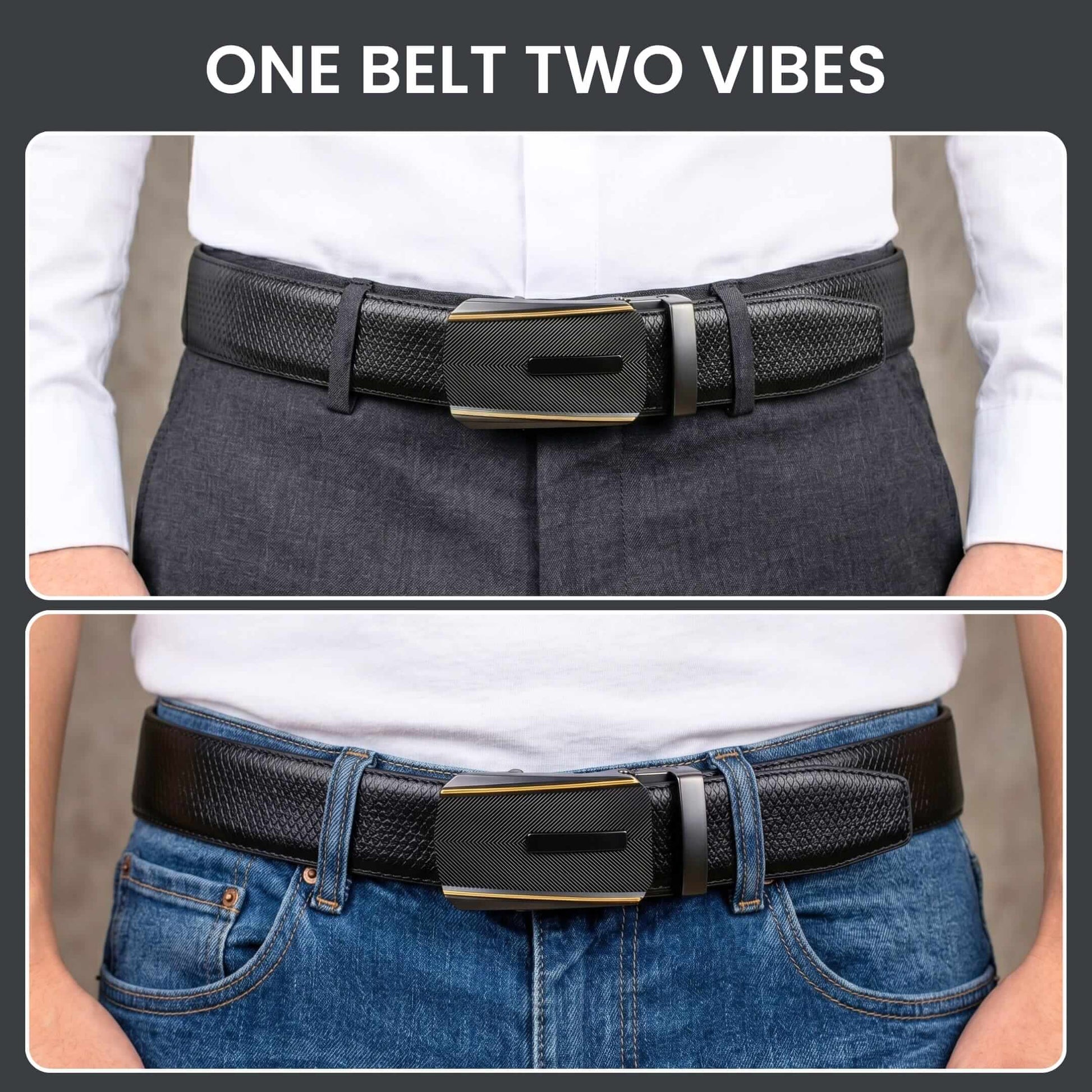 Mens 100% Genuine Leather Belt - REXVA Saffiano Texture, REGALIX Textured Auto-Lock Buckle (Black & Brown Reversible) — Leather Belts for Men | THE MEN THING