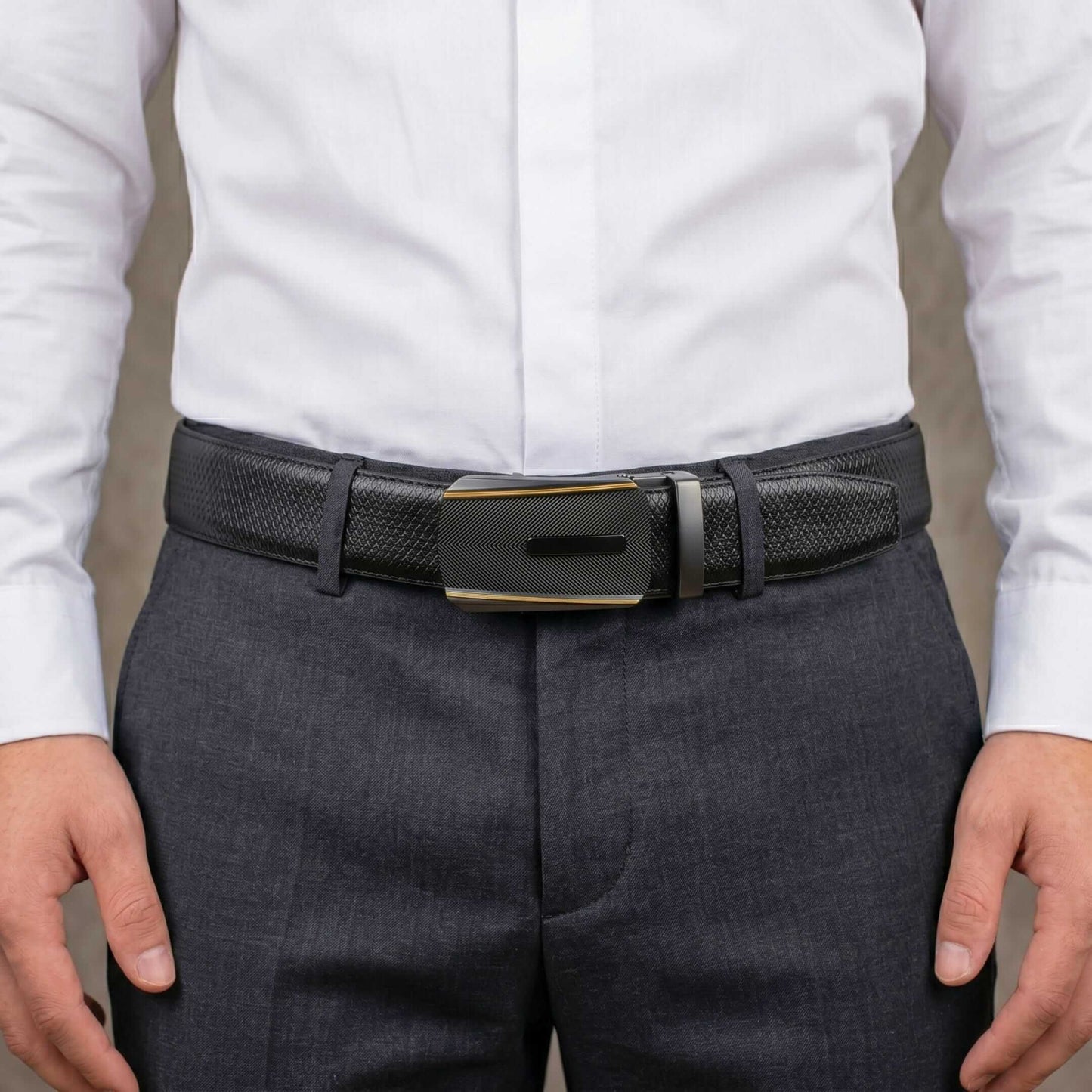 Mens 100% Genuine Leather Belt - REXVA Saffiano Texture, REGALIX Textured Auto-Lock Buckle (Black & Brown Reversible) — Leather Belts for Men | THE MEN THING