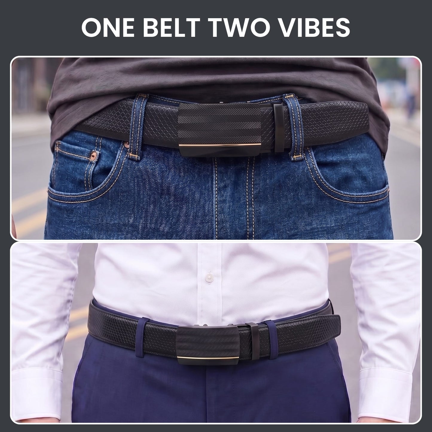 THE MEN THING Leather Belts Mens Genuine Leather Belt | 2 in 1 Reversible (Black & Brown) (1 Pc.) - REXVA