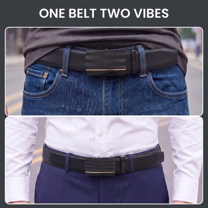 THE MEN THING Leather Belts Mens Genuine Leather Belt | 2 in 1 Reversible (Black & Brown) (1 Pc.) - REXVA