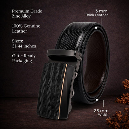 THE MEN THING Leather Belts Mens Genuine Leather Belt | 2 in 1 Reversible (Black & Brown) (1 Pc.) - REXVA