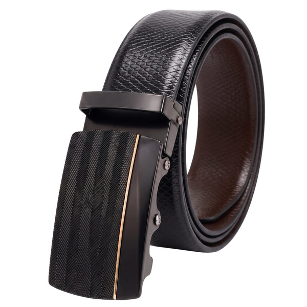 Mens Genuine Leather Belt | 2 in 1 Reversible (Black & Brown) (1 Pc.) - REXVA