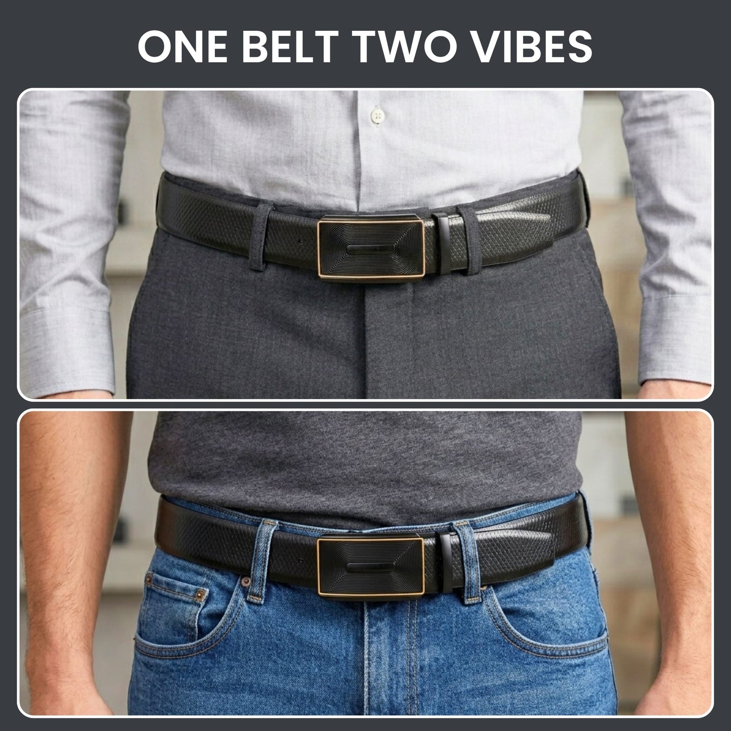 THE MEN THING Leather Belts Mens Genuine Leather Belt | 2 in 1 Reversible (Black & Brown) (1 Pc.) - REXVA