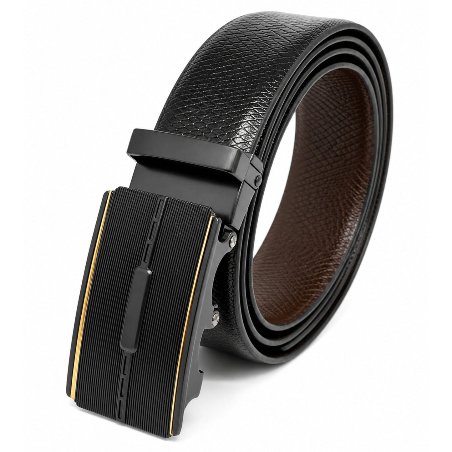 THE MEN THING Leather Belts Mens Genuine Leather Belt | 2 in 1 Reversible (Black & Brown) (1 Pc.) - REXVA