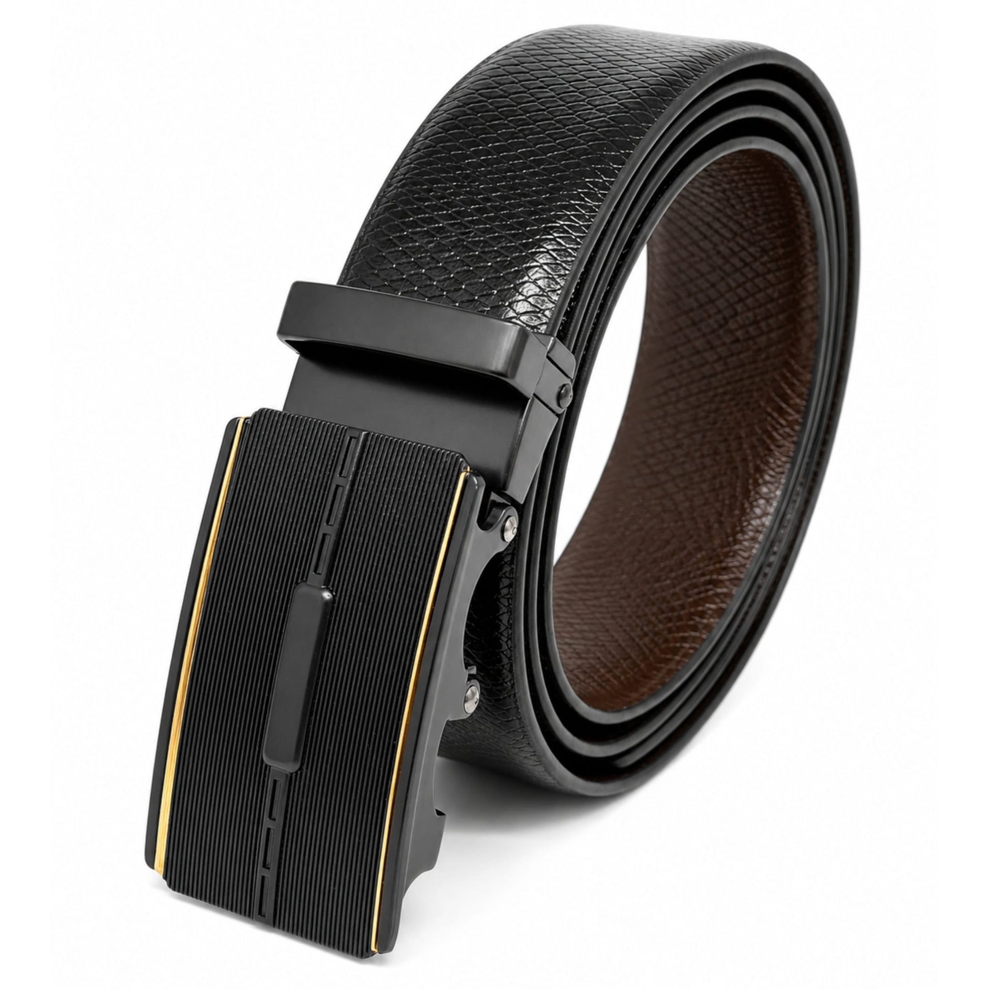THE MEN THING Leather Belts Mens Genuine Leather Belt | 2 in 1 Reversible (Black & Brown) (1 Pc.) - REXVA