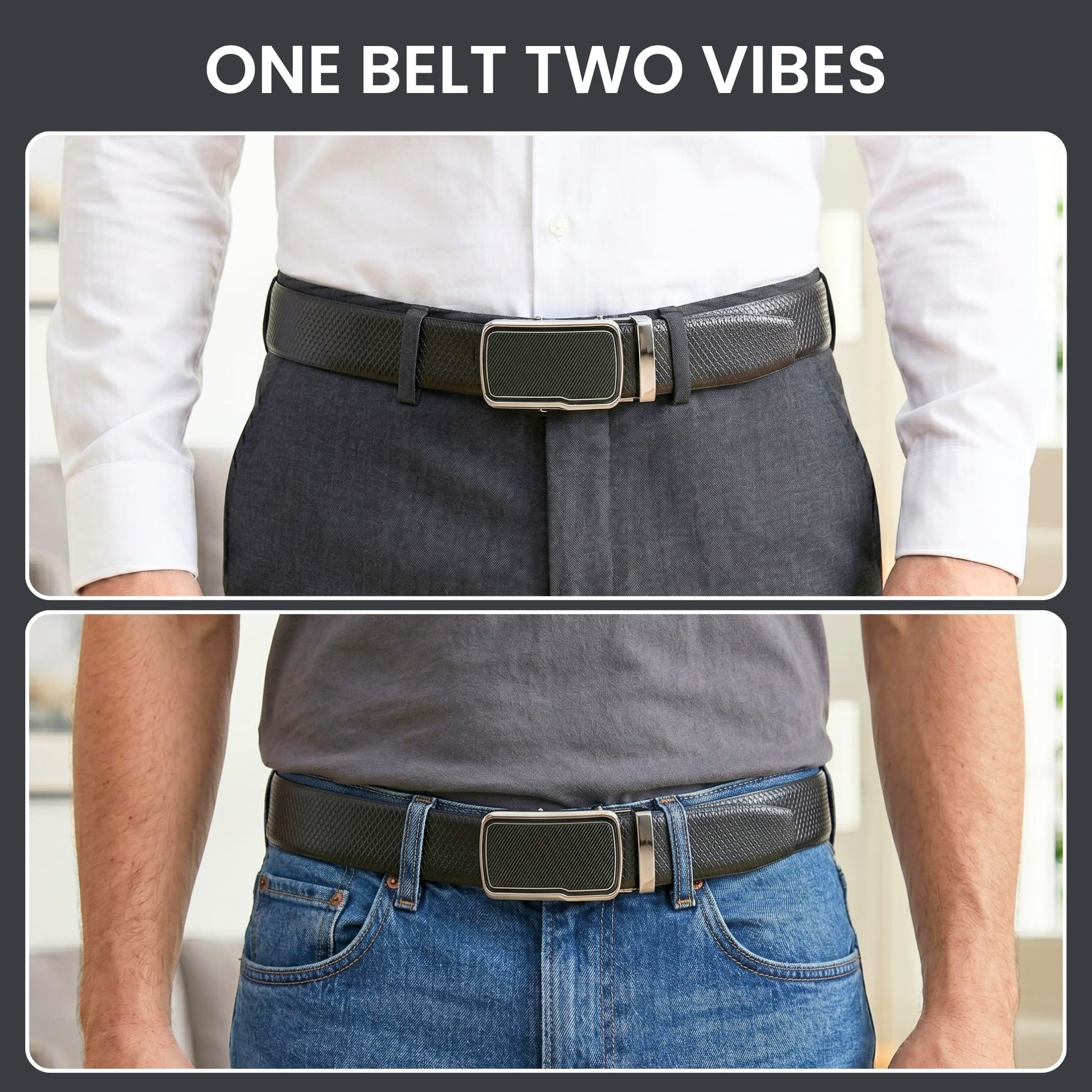 THE MEN THING Leather Belts Mens Genuine Leather Belt | 2 in 1 Reversible (Black & Brown) (1 Pc.) - REXVA