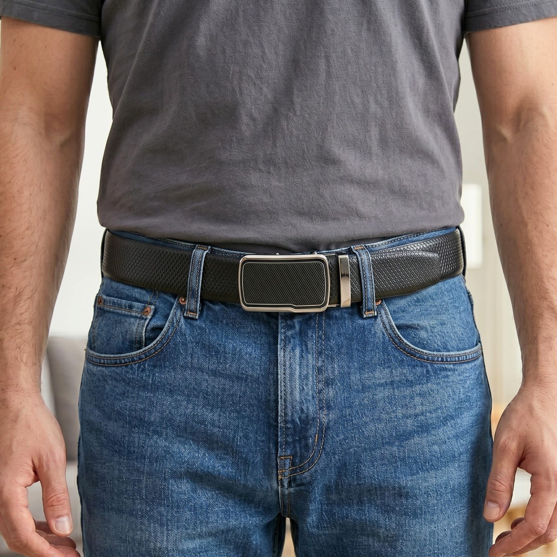 THE MEN THING Leather Belts Mens Genuine Leather Belt | 2 in 1 Reversible (Black & Brown) (1 Pc.) - REXVA