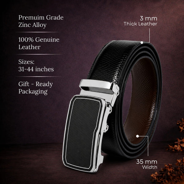 Mens Genuine Leather Belt | 2 in 1 Reversible (Black & Brown) (1 Pc.) - REXVA