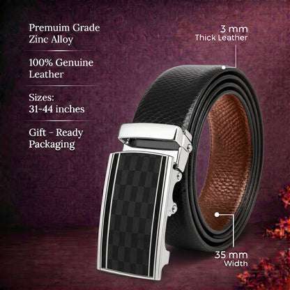 THE MEN THING Leather Belts Mens Genuine Leather Belt | 2 in 1 Reversible (Black & Brown) (1 Pc.) - REXVA-ARKON