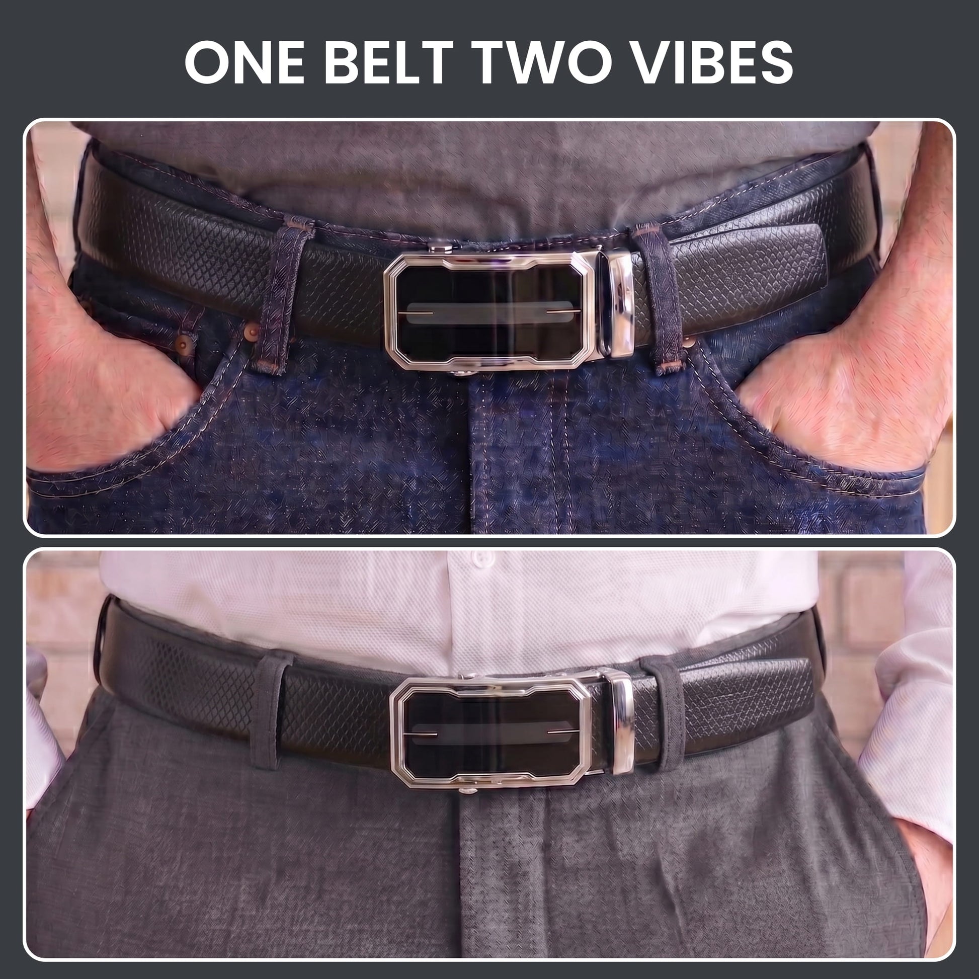 THE MEN THING Leather Belts Mens Genuine Leather Belt | 2 in 1 Reversible (Black & Brown) (1 Pc.) - REXVA - AVENZO