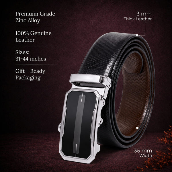 Mens Genuine Leather Belt | 2 in 1 Reversible (Black & Brown) (1 Pc.) - REXVA - AVENZO