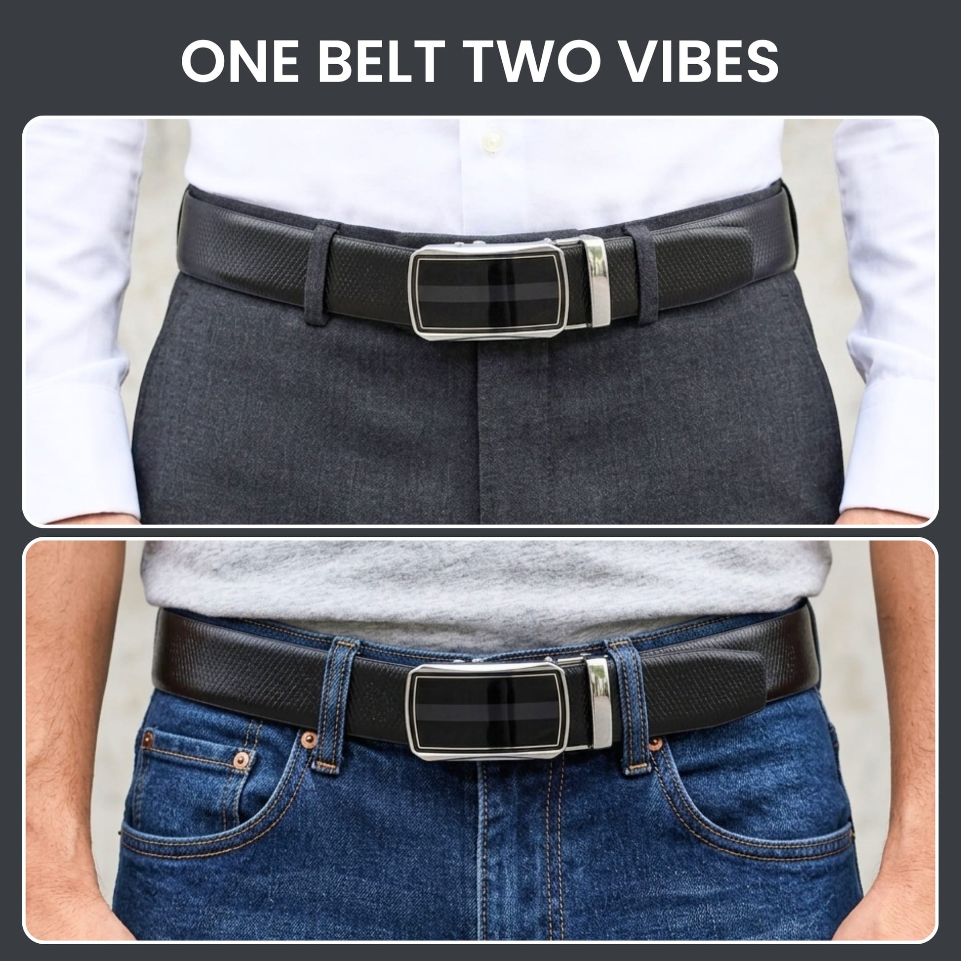 THE MEN THING Leather Belts Mens Genuine Leather Belt | 2 in 1 Reversible (Black & Brown) (1 Pc.) - REXVA - KLYNT