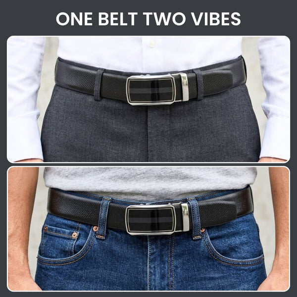 Mens Genuine Leather Belt | 2 in 1 Reversible (Black & Brown) (1 Pc.) - REXVA - KLYNT
