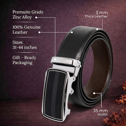 THE MEN THING Leather Belts Mens Genuine Leather Belt | 2 in 1 Reversible (Black & Brown) (1 Pc.) - REXVA - KLYNT
