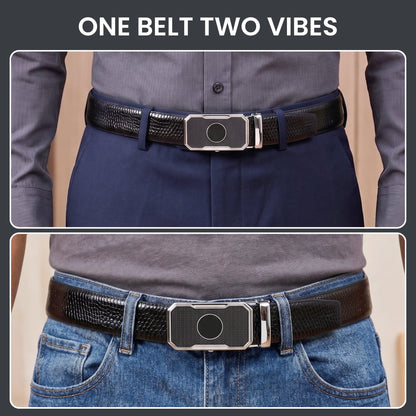 THE MEN THING Leather Belts Mens Genuine Leather Belt | 2 in 1 Reversible (Black & Brown) (1 Pc.) - REXVA - MONTREX