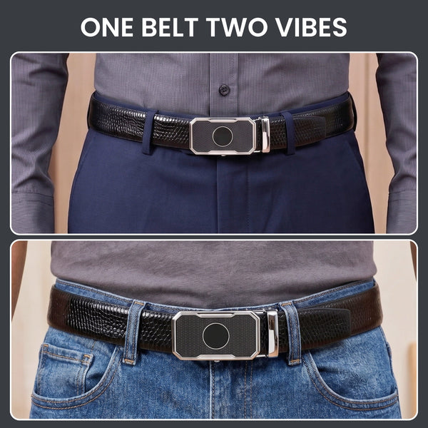 Mens Genuine Leather Belt | 2 in 1 Reversible (Black & Brown) (1 Pc.) - REXVA - MONTREX