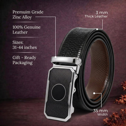 THE MEN THING Leather Belts Mens Genuine Leather Belt | 2 in 1 Reversible (Black & Brown) (1 Pc.) - REXVA - MONTREX