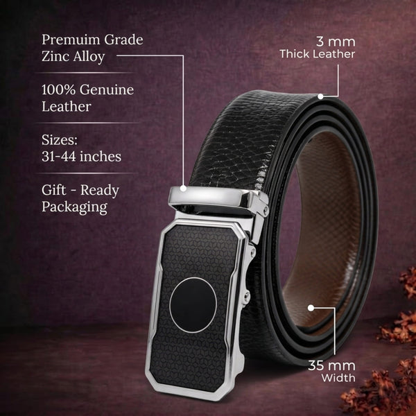 Mens Genuine Leather Belt | 2 in 1 Reversible (Black & Brown) (1 Pc.) - REXVA - MONTREX