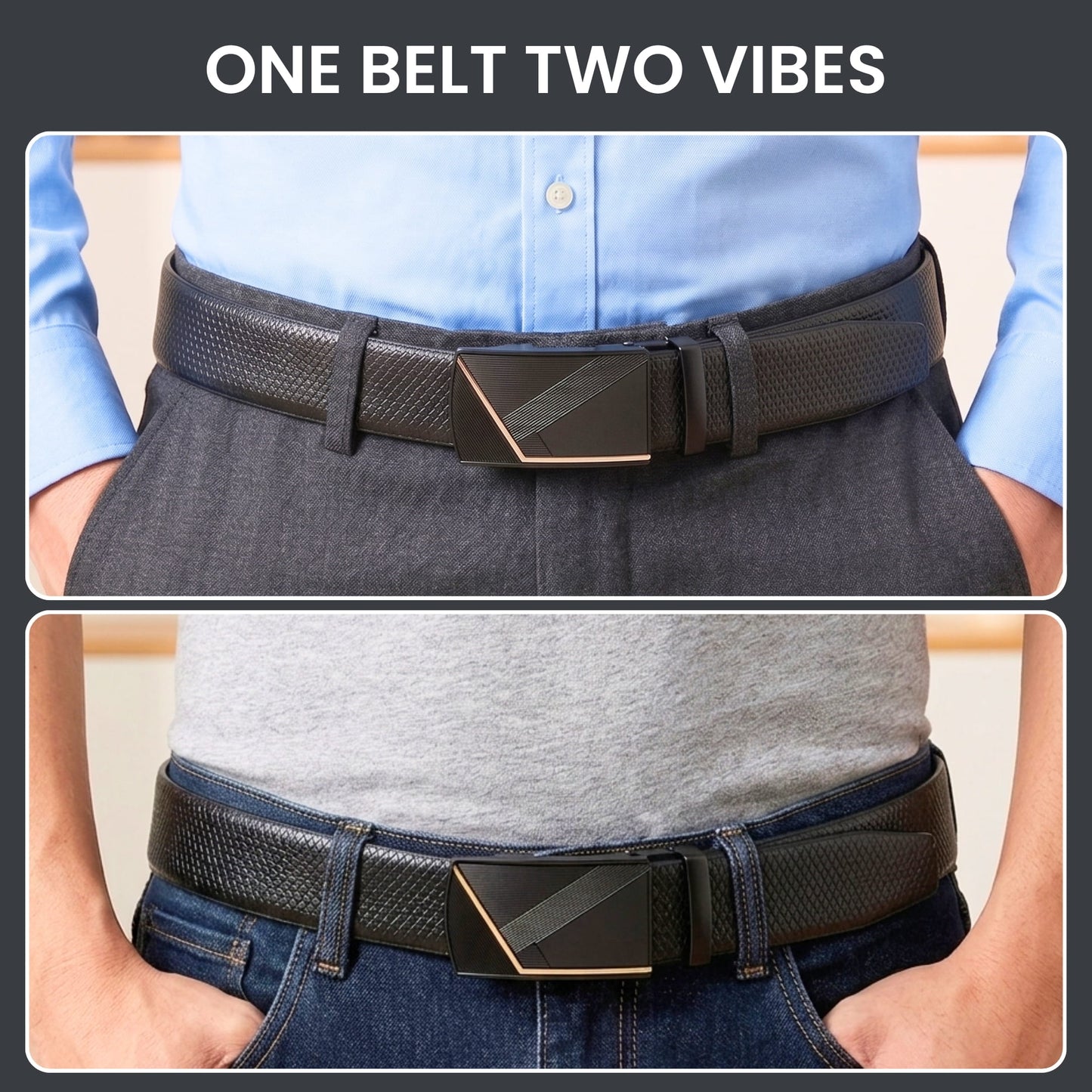 THE MEN THING Leather Belts Mens Genuine Leather Belt | 2 in 1 Reversible (Black & Brown) (1 Pc.) - REXVA - NOCTIS