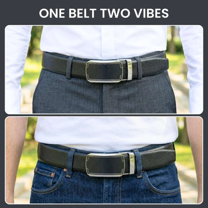 Mens Genuine Leather Belt | 2 in 1 Reversible (Black & Brown) (1 Pc.) - REXVA - ORLUX — Leather Belts for Men | THE MEN THING