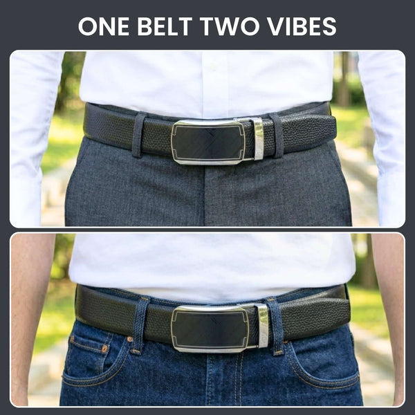 Mens Genuine Leather Belt | 2 in 1 Reversible (Black & Brown) (1 Pc.) - REXVA - ORLUX