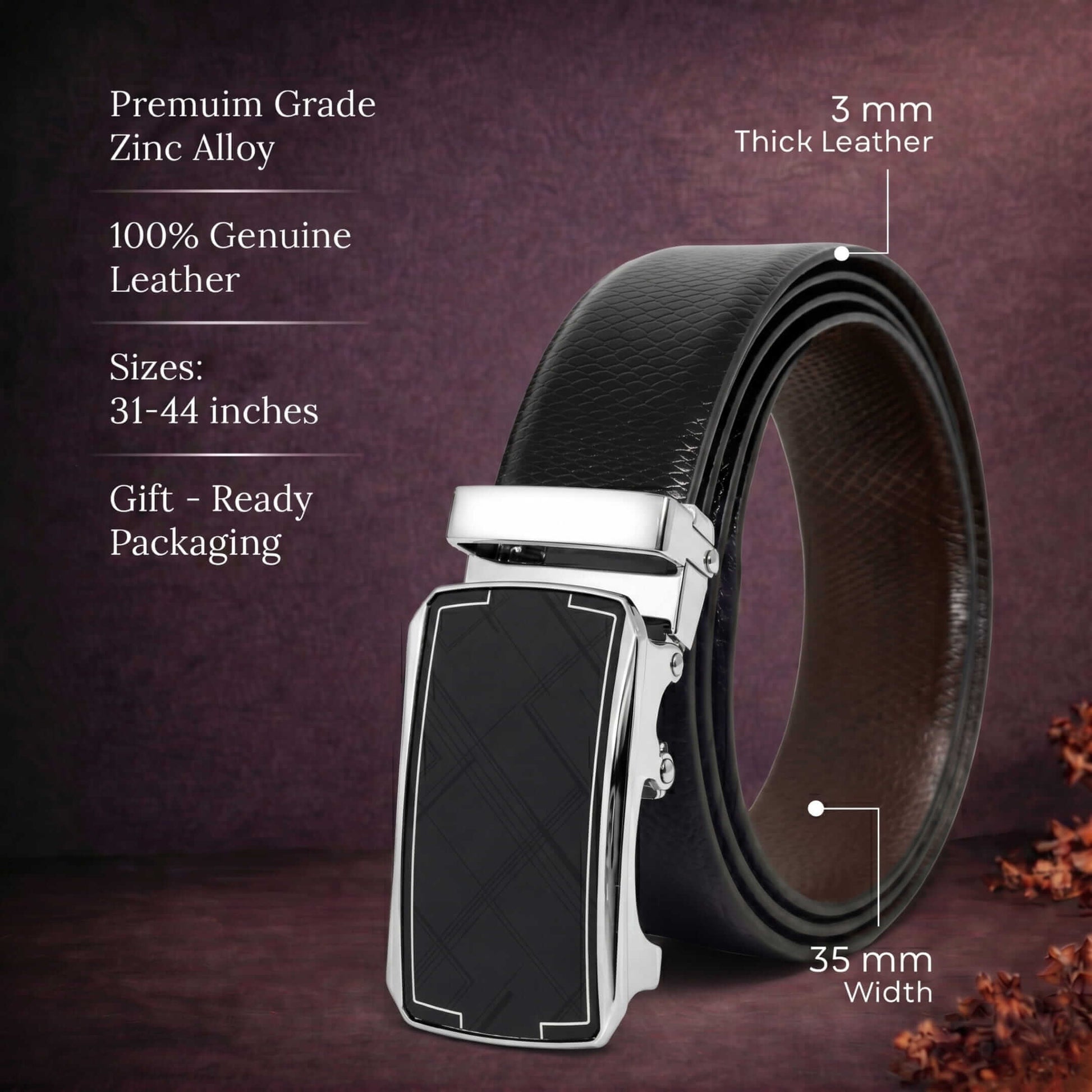 Mens Genuine Leather Belt | 2 in 1 Reversible (Black & Brown) (1 Pc.) - REXVA - ORLUX — Leather Belts for Men | THE MEN THING