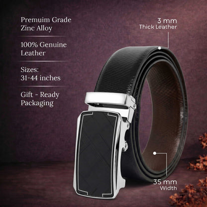 Mens Genuine Leather Belt | 2 in 1 Reversible (Black & Brown) (1 Pc.) - REXVA - ORLUX — Leather Belts for Men | THE MEN THING