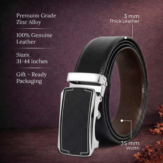 Mens Genuine Leather Belt | 2 in 1 Reversible (Black & Brown) (1 Pc.) - REXVA - ORLUX — Leather Belts for Men | THE MEN THING