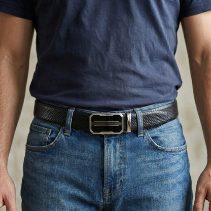 THE MEN THING Leather Belts Mens Genuine Leather Belt | 2 in 1 Reversible (Black & Brown) (1 Pc.) - REXVA-OVRIS