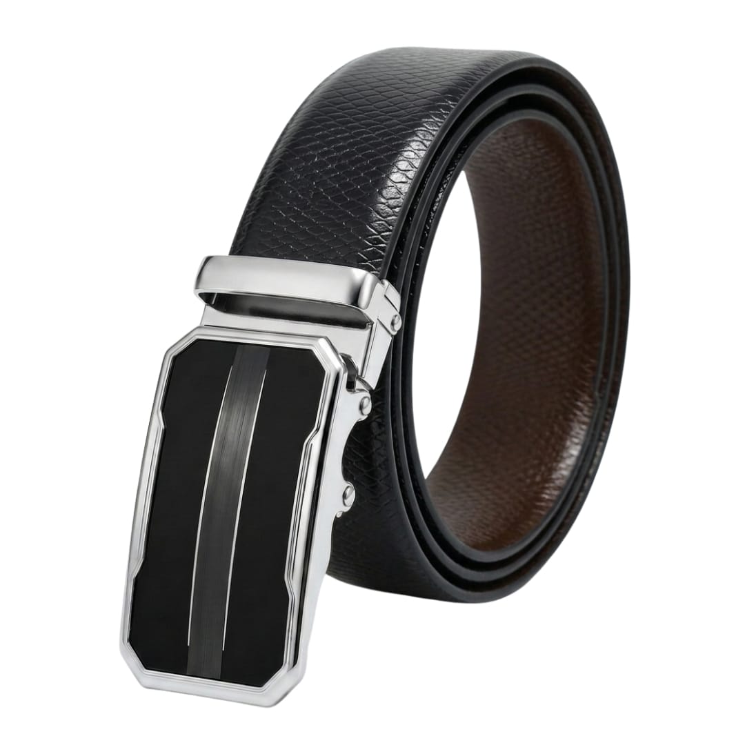THE MEN THING Leather Belts Mens Genuine Leather Belt | 2 in 1 Reversible (Black & Brown) (1 Pc.) - REXVA-OVRIS