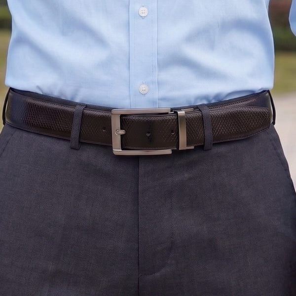 Mens Genuine Leather Belt | 2 in 1 Reversible (Black & Brown) (1 Pc.) - REXVA -PIVOT