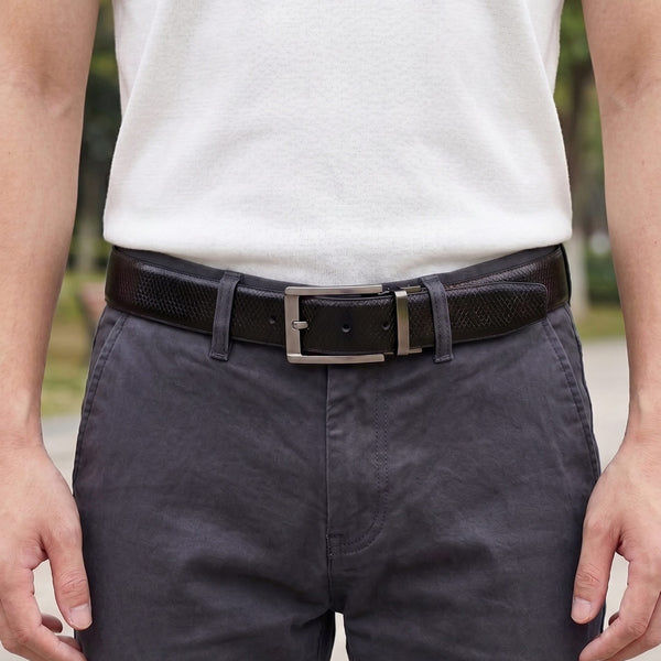 Mens Genuine Leather Belt | 2 in 1 Reversible (Black & Brown) (1 Pc.) - REXVA -PIVOT