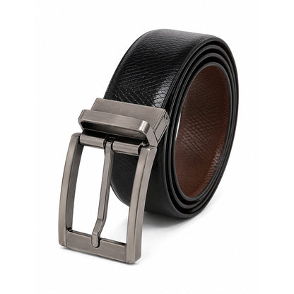 THE MEN THING Leather Belts Mens Genuine Leather Belt | 2 in 1 Reversible (Black & Brown) (1 Pc.) - REXVA -PIVOT